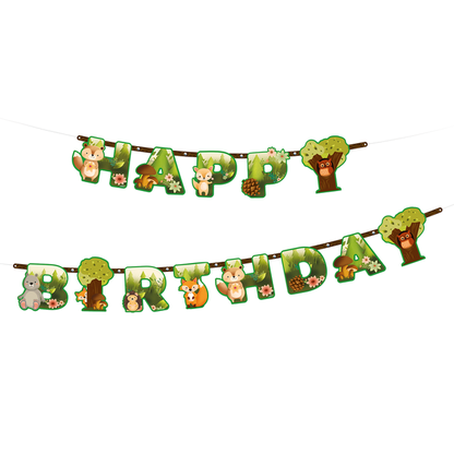 Banner Happy Birthday Lesné zvieratká 210x16cm